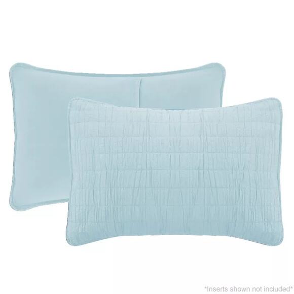 Swift Home Enzyme Washed Crinkle Quilted Bedspread Light Blue Full / Queen - Picture 4 of 8